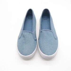 Evans Womens Slip-On Denim Sneakers Size 6EEE Blue Casual Shoes NEW